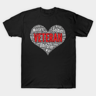 Veteran Heart Shape Word Cloud Design design T-Shirt